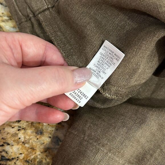 J. Jill Love Linen Brown Wide Leg Lagenlook Crop Pants Size MP - Picture 7 of 11